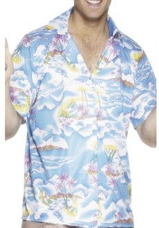 Smiffys Smiffyes Verkleed shirt/overhemd - Hawaii - blauw - heren - Tropische thema kleding