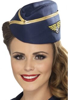 Smiffys Stewardessen verkleed hoedje blauw