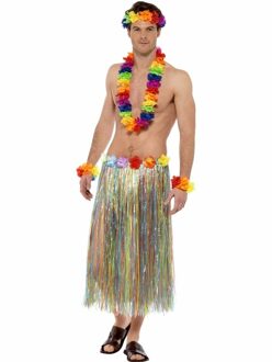 Smiffys Toppers - Gekleurde regenboog hawaii verkleedset Multi