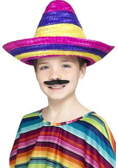 Smiffys Veelkleurige sombrero voor kinderen - Hoeden > Strohoeden