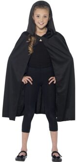 Smiffys Verkleed cape - met capuchon - zwart - voor kinderen - polyester - mantel