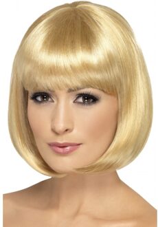Smiffys Verkleed damespruik Bob-line kapsel - Blond - met pony - Carnaval pruiken