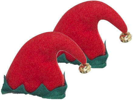 Smiffys Verkleed haarband Mini elfenmuts - 2x - diadeem - vilt - kerst accessoires