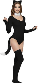 Smiffys verkleed Kattenstaart - zwart-wit - verkleedaccessoire