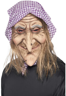 Smiffys Verkleed masker - heks - met wrat - volwassenen - heksenmasker - Halloween
