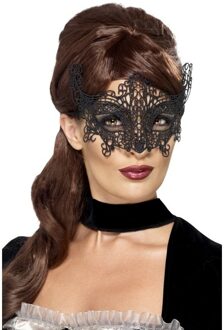 Smiffys Verkleed oogmasker - zwart kant - volwassenen - Halloween/gemaskerd bal - burlesque