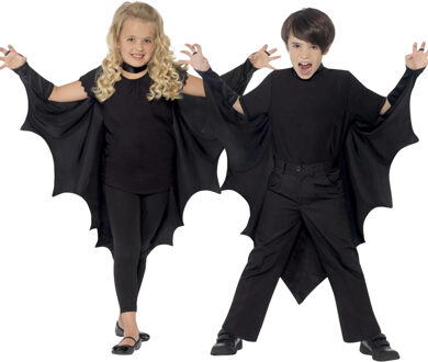 Smiffys verkleedkleding Cape - vleermuis vleugels - vampier - zwart - voor kinderen