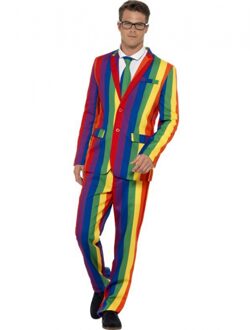 Smiffys Verkleedkleding heren maatpak regenboog Multi