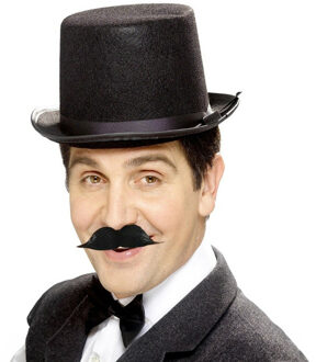 Smiffys Verkleedkleding setje 3 delig - zwart - hoge hoed - vlinderstrik - plaksnor - voor heren