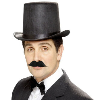Smiffys Verkleedkleding setje 3 delig - zwart - hoge hoed - vlinderstrik - plaksnor - voor heren