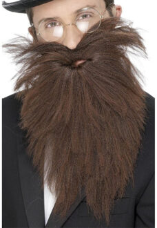 Smiffys Voordelige Lange Baard Met Snor Bruin - Verkleed Accessoire Voor Heren
