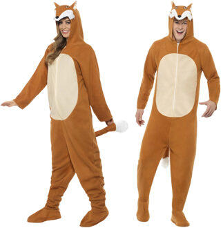 Smiffys Vossen kostuum - onesie - polyester - dierenpak - vos - volwassenen - carnaval Bruin