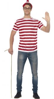 Smiffys Waar is Waldo verkleedkleding voor heren 48-50 (M) - Carnavalskostuums Multikleur