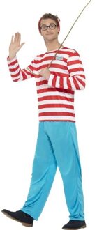Smiffys Waar is Wally kostuum - heren - polyester - Wally verkleedkleding - Carnavalskleding Multi