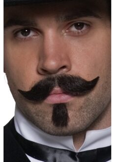 Smiffys Western snor en baardje - stoer - donkerbruin - zelfklevend