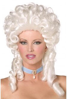 Smiffys Witte hoge dames carnaval verkleed pruik - Baroque/middeleeuwen