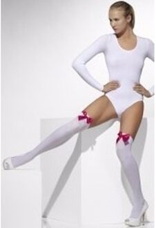 Smiffys Witte kousen met roze strikjes