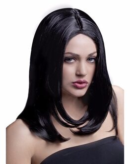 Smiffys Zwarte Halflange Pruik