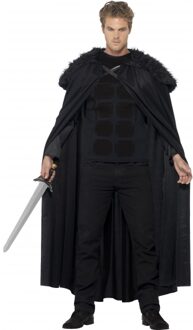 Smiffys Zwarte lange cape met pluche