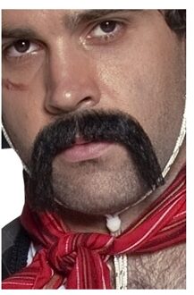 Smiffys Zwarte Mexicaanse verkleed nepsnor - Plaksnorren/nepsnorren - volwassenen - carnaval