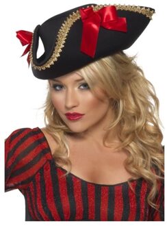 Smiffys Zwarte piraten driesteek - verkleed piraten hoed voor volwassenen