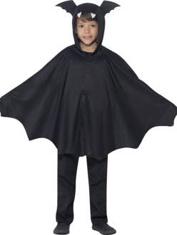 Smiffys Zwarte vleermuis poncho voor kinderen - 116/128 (4-6 jaar) - Kinderkostuums