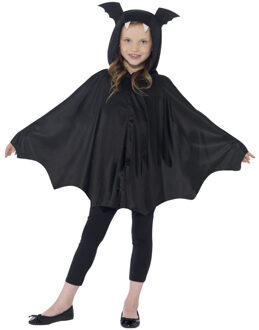 Smiffys Zwarte vleermuis poncho voor kinderen - 116/128 (4-6 jaar) - Kinderkostuums