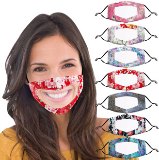 Smile Communicator Face Mask with Clear Vinyl Visible Expression Lip Reading Mouth Cover Reusable Washable Mouth Mask masques
