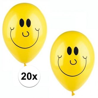 Smile / Emoticon ballonnen - 20x stuks - Party feestartikelen emoticons
