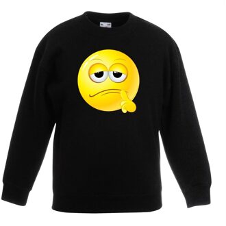 Smiley/ emoticon sweater bedenkelijk zwart kinderen 9-11 jaar (134/146)