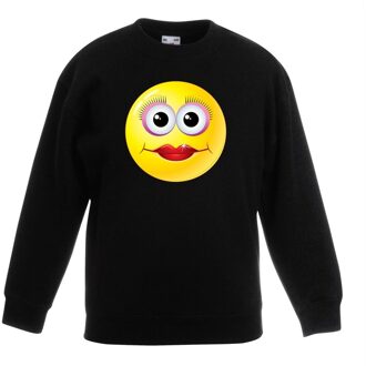Smiley/ emoticon sweater diva zwart kinderen 9-11 jaar (134/146)