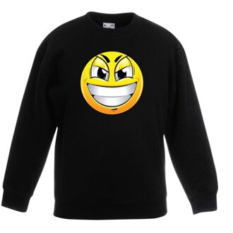 Smiley/ emoticon sweater ondeugend zwart kinderen 14-15 jaar (170/176)