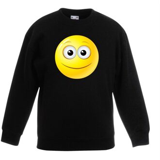 Smiley/ emoticon sweater vrolijk zwart kinderen 9-11 jaar (134/146)