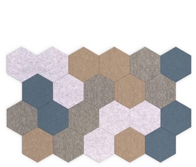 SMIT VISUAL Akoestische wandpanelen Hexagon - Set van 22 - diverse kleuren PET-vil
