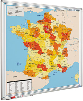 SMIT VISUAL Whiteboard landkaart - Frankrijk postcodes