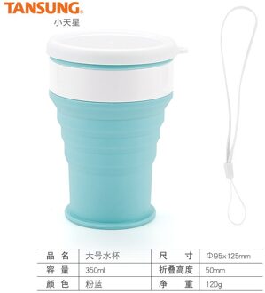 Sml Siliconen Vouwen Cup Draagbare Outdoor Mok Mok Student Water Cup 100-350Ml L blauw