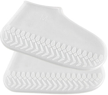 SML Waterproof Herbruikbare Regen Schoenen Covers Rubber antislip Rain Boot Overschoenen Mannen & Vrouwen Schoenen Accessoires wit / L