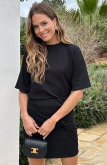 Smocked T-shirt Zwart