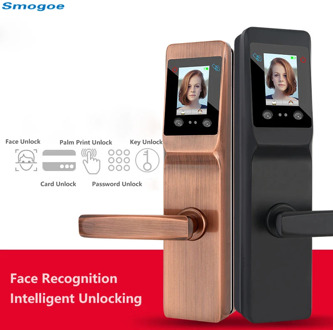Smogoe Smart Home Door Lock Face Palm print Recognition Lock Aluminum Alloy Card Unlock Electronic Automatic Password Smart Lock