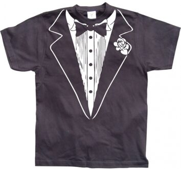 Smoking verkleed T-shirt zwart voor heren - Carnaval gangster verkleedkleding