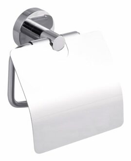 Smooz Toiletrolhouder met klep 13.5x15.5x8.5cm zonder boren Zelfklevend Verchroomd Metaal chroom