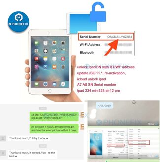 Sn Serienummer Voor Ipad Ipad Air 1 2 Ipad Pro Sn Wifi Bluetooth Adres Voor Ipad Icloud Unlock verwijderen Ipad Icloud Vergrendeld A10 iPad Pro (2018)