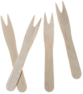 Snack vorkjes - patat vorkjes - friet vorkjes - 50x stuks - hout- 8.5 cm