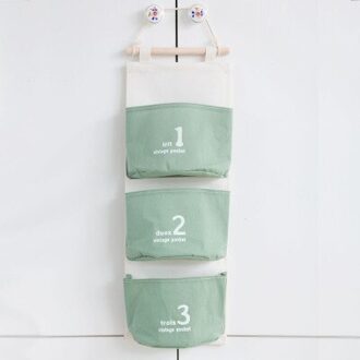Snailhouse 3 Pocket Katoenen Stof Muur Opknoping Opbergtas Voor Organizer Diverse Hang Zak Voor Decoratie Keuken Woonkamer groen