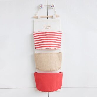 Snailhouse 3 Pocket Katoenen Stof Muur Opknoping Opbergtas Voor Organizer Diverse Hang Zak Voor Decoratie Keuken Woonkamer RedTiaoWen