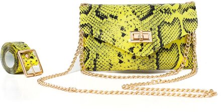 Snake Fanny Pack Dames Pu Lederen Riem Tas Vrouwen Banana Mini Tas Op Een Riem Luxe Vrouwen borst Zak geel