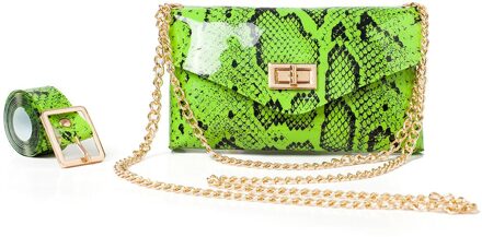 Snake Fanny Pack Dames Pu Lederen Riem Tas Vrouwen Banana Mini Tas Op Een Riem Luxe Vrouwen borst Zak groen