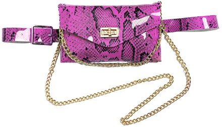 Snake Fanny Pack Dames Pu Lederen Riem Tas Vrouwen Banana Mini Tas Op Een Riem Luxe Vrouwen borst Zak heet roze