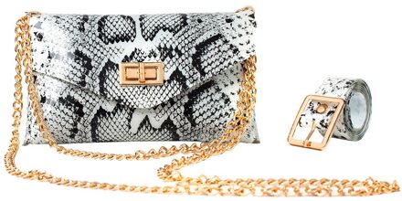 Snake Fanny Pack Dames Pu Lederen Riem Tas Vrouwen Banana Mini Tas Op Een Riem Luxe Vrouwen borst Zak wit