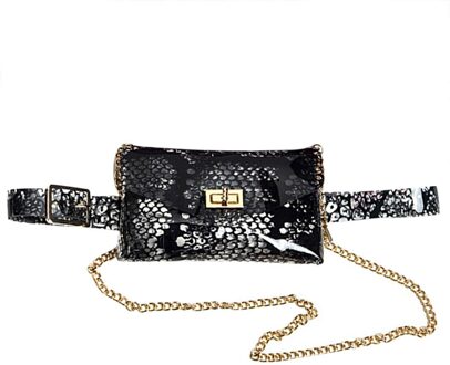Snake Fanny Pack Dames Pu Lederen Riem Tas Vrouwen Banana Mini Tas Op Een Riem Luxe Vrouwen borst Zak zwart